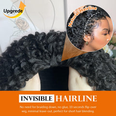 HUA drawstring-cap half wig with adjustable fit for secure wear.