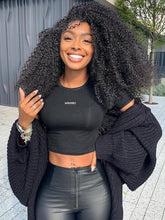 HUA kinky curly half wig 18in with 180% density for natural fullness.