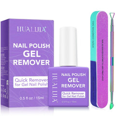 HUALIJIA Gel Nail Remover bottle enables quick at-home removal.