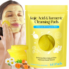 HUALIJIA Turmeric Kojic Pads package front, compact and portable for daily cleansing on the go