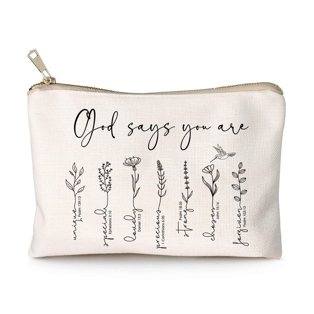 HubbgDesign God Says You Are cosmetic bag front view ideal for on-the-go makeup storage