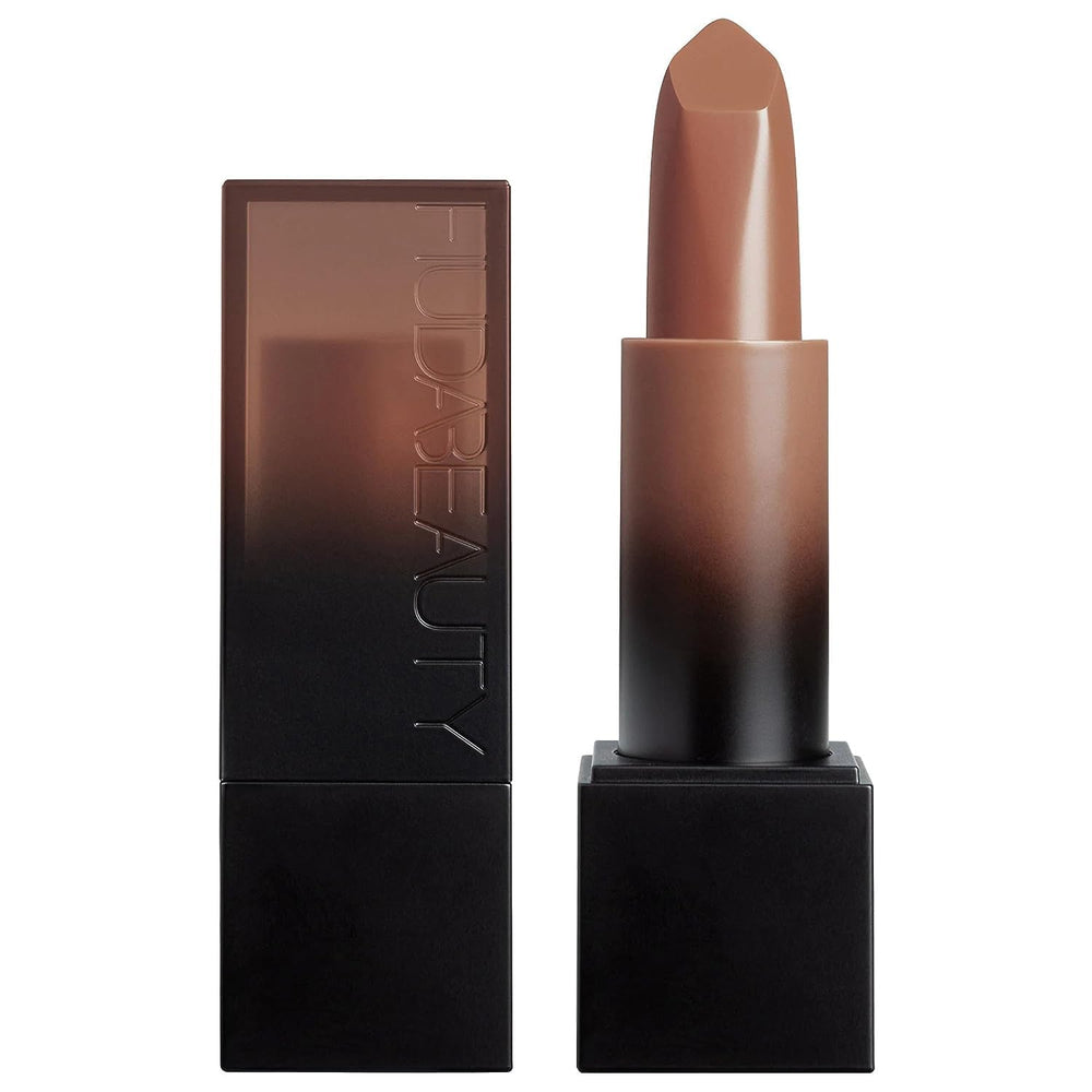 Huda Beauty Power Bullet Cream Glow Goal Digger lipstick packaging with rich hydration and shine