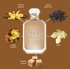 Huda Kayali Vanilla 28 bottle close-up, rich vanilla notes suggested for date nights
