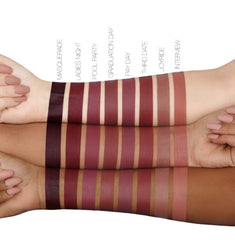 Huda Power Bullet Matte Lipstick Graduation Day demonstrates precise lip definition for clean edges.