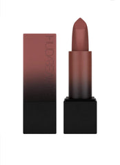 Huda Power Bullet Matte Lipstick Graduation Day swatch shows rich matte color.