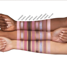 Huda Rose Quartz swatch grid demonstrates true-to-color payoff across tones