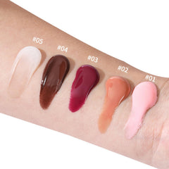 HUDABABY Mirror Lip Glaze Nude offers transparent finish with deep hydration.