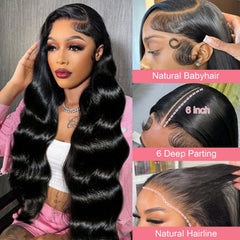 Hugsun 12A density lace front wig, 30 inch, full-bodied hair with smooth shine.