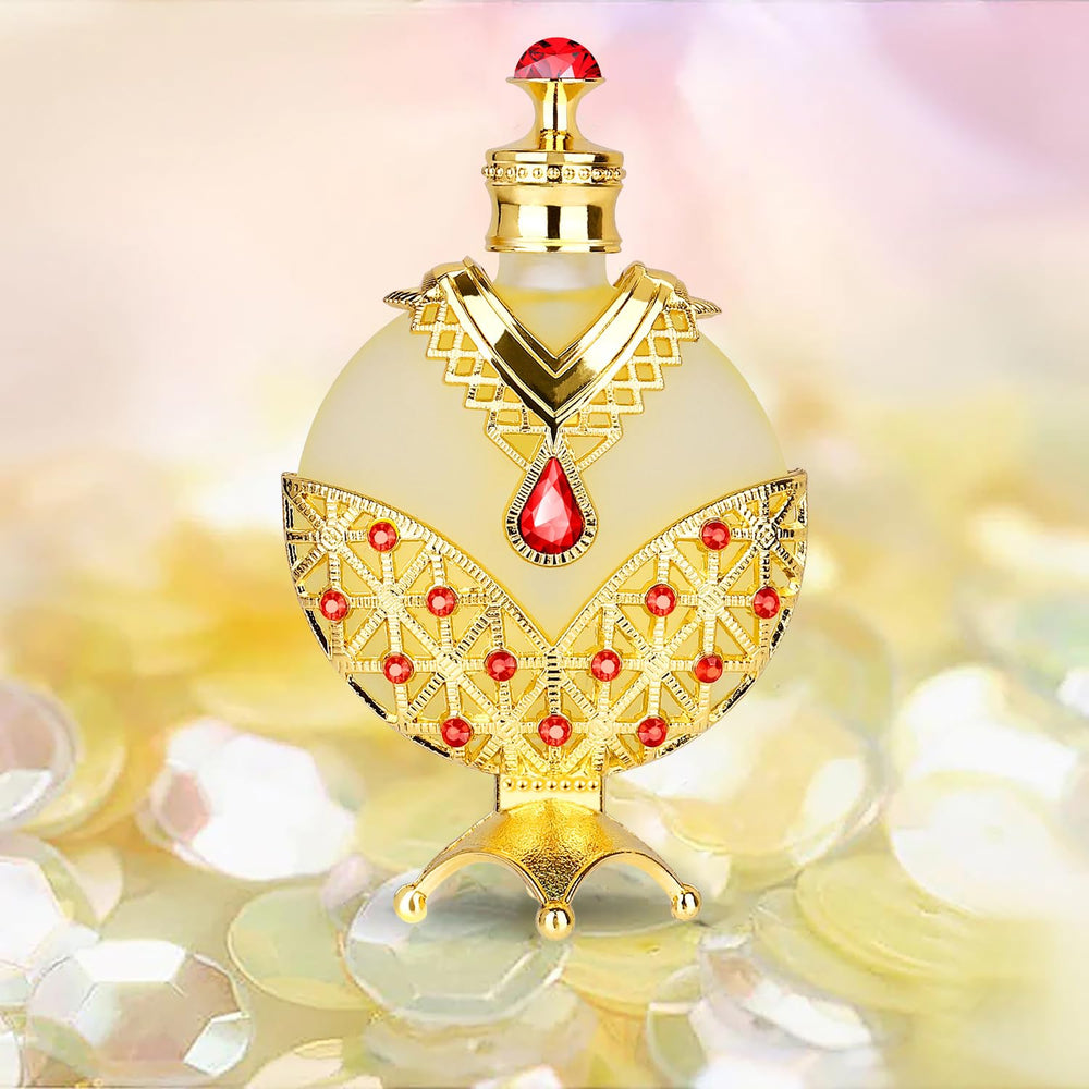 Huibao Gold Arabian Perfume Oil bottle shows a sleek, long-lasting fragrance for daily wear.