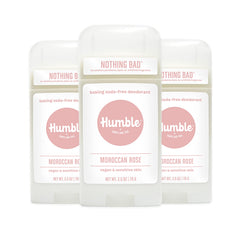 Humble Brands aluminum-free deodorant pack 3 with Moroccan Rose for long-lasting freshness