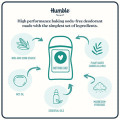 Humble Unscented aluminum-free deodorant stick for sensitive skin
