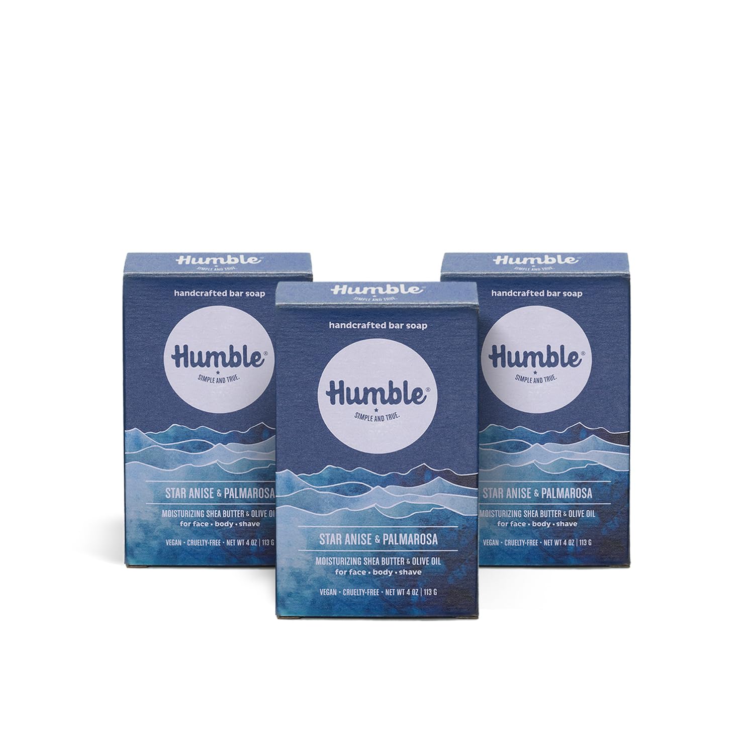 HUMBLE BRANDS star anise palmarosa soap bar 3-pack with inviting scent and sturdy packaging.
