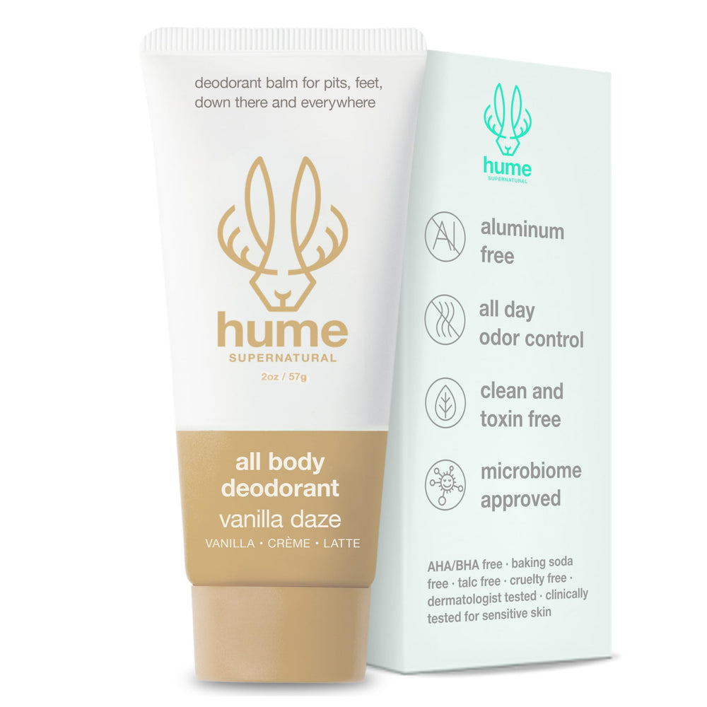 HUME SUPERNATURAL Invisible Balm Vanilla Daze packaging for easy travel.