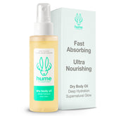 HUME SUPERNATURAL dry body oil spray bottle shows fast-absorbing hydration after shower