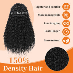 Humistwbiu Curly Headband Wig water wave hairline close-up for realism.