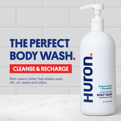 Huron men's body wash Eucalyptus foam with rich lather for cooling refreshment