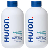 Huron men's body wash bottle with crisp citrus scent for a refreshing start.