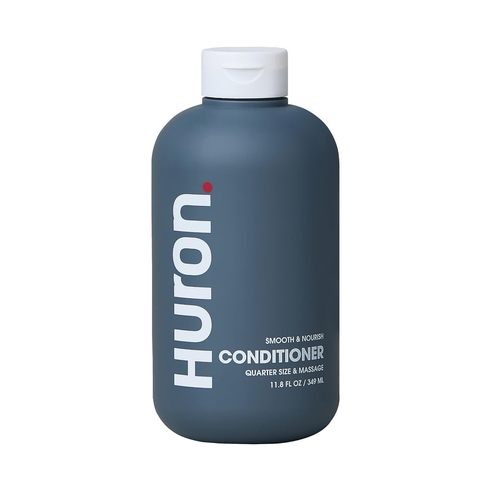 Huron Men's Conditioner bottle front showing lightweight hydration for frizz control.