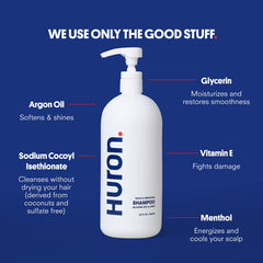 Huron Men's Fresh Scent Daily Shampoo lathering in hand for cleansing