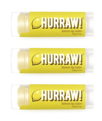 Hurraw! Lemon Lip Balm 3-pack tubes provide on-the-go moisture for daily lips.