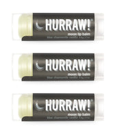 Hurraw! Moon Night lip balm trio in oval tubes for soothing overnight lip care.