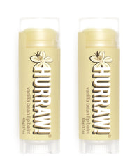 Hurraw! Vanilla Bean lip balm tubes in a two-pack for daily moisture.