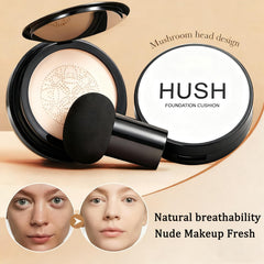 Hush Makeup hydrating base with hyaluronic acid for all-day comfort.