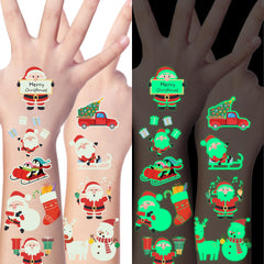 Huskein luminous Christmas tattoos six sheets for glow-in-the-dark party fun and gifting