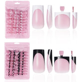 HWHUNO 4-design French soft gel toe tips set for full-cover square nails at home