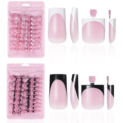 HWHUNO 4-design French soft gel toe tips set for full-cover square nails at home
