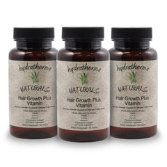 Close-up of Hydratherma Naturals Hair Growth Plus capsules for daily use.