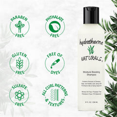 Hydratherma Naturals shampoo showing seaweed and algae ingredients for nourishment