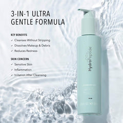 HydroPeptide Cleansing Gel foam close-up reveals a rich, moisturizing lather for sensitive skin.