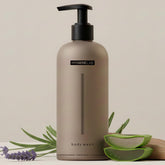 HygieneLab men's natural body wash bottle front with lavender sands scent for daily use.