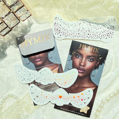 Hymik holographic rainbow freckles create shifting shine with a bold, dreamy effect.