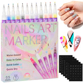 Hysagtek 12-color nail art pens offering vibrant hues for precise home nail art