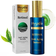 Hyuxeo Retinol Serum bottle highlights premium packaging for daily anti-aging care