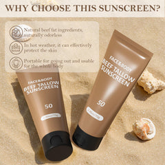 HZENPPOR Beef Tallow Sunscreen SPF50 waterproof safeguards skin during water activities.