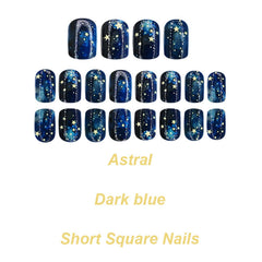 HZJXRT Dark blue gradient nails with glossy shine for everyday elegance.