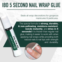 IBD 5 Second Nail Wrap Glue repairs cracked or broken nails for a neat finish