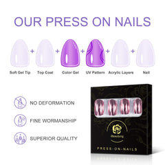 iBeautying Press-on nails kit with file and cuticle stick for easy DIY application