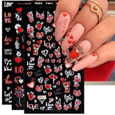 IDDFEVE embossed Valentine nail stickers on sheets for instant romantic nails