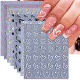 IDDFEVE hollow peach heart nail stickers for elegant Valentine's manicure