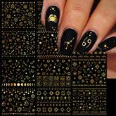 IDDFEVE zodiac nail stickers with gold galaxy line for chic manicures