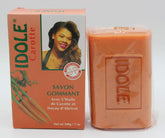 Idole carrot exfoliating soap bar with apricot powder for gentle cleansing and exfoliation.