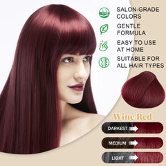 iemokoda Wine Red Hair Dye Shampoo applying to dry hair for quick coverage.