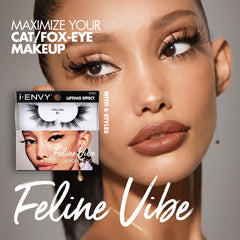 Close-up of the outer-edge double-layer on ienvy Feline Vibe lashes for a fuller look.