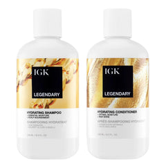 IGK Legendary Dream Shampoo bottle showing hydrating, shiny hair effect