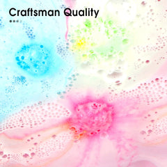 iHave handmade bath bombs close-up show rich bubbles and soothing scents.