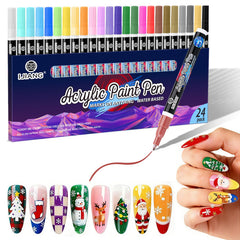 IJIANG 24-color nail art pens with 0.7mm tip for precise lines and dots.